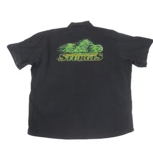 Sturgis 2009 Black Hills Rally Shirt Mens 3XL Black Button Up Lightning Clothing